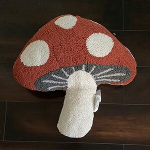 Whimsical Mushroom Shaped Tufted Throw Pillow Woodland Cottagecore Fall Decor